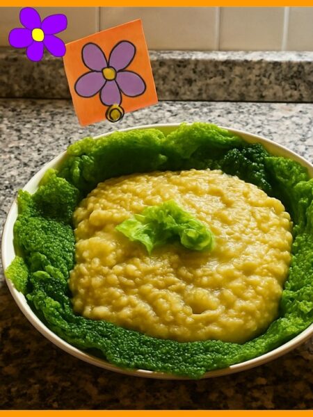 Riso con verza al tris di formaggi